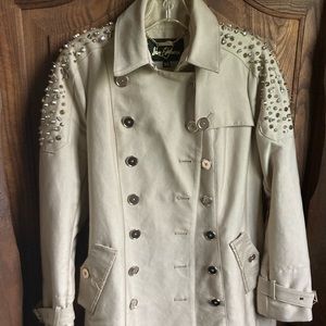 Sam Edelman beige studded trench coat xs
